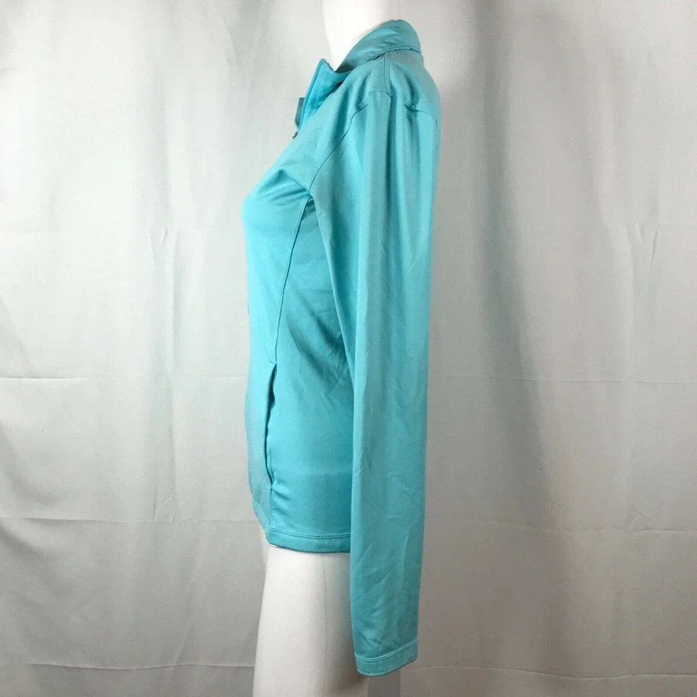 Nike Jacket Womens Sz XS Dri-Fit Light Blue Mock Neck Zip Up Athletic‎ Pockets